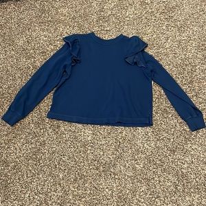 Navy blue, long sleeve with ruffles, shirt from Old Navy in the size Medium.